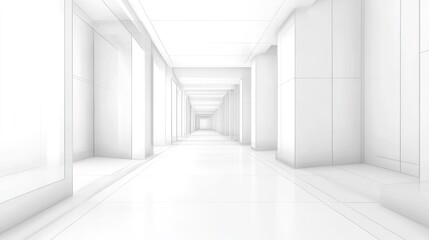Fototapeta premium Empty modern white hallway perspective, architectural design, interior, stock photo