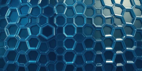 Fototapeta premium Intricate pattern of translucent blue hexagons, overlapping and creating depth, pattern,cell,minimal