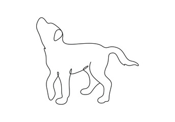 Dog in one continuous line drawing. Single line art dog. Graphic illustration