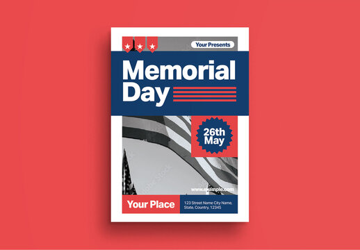 White Blue Bold Minimalist Memorial Day Flyer