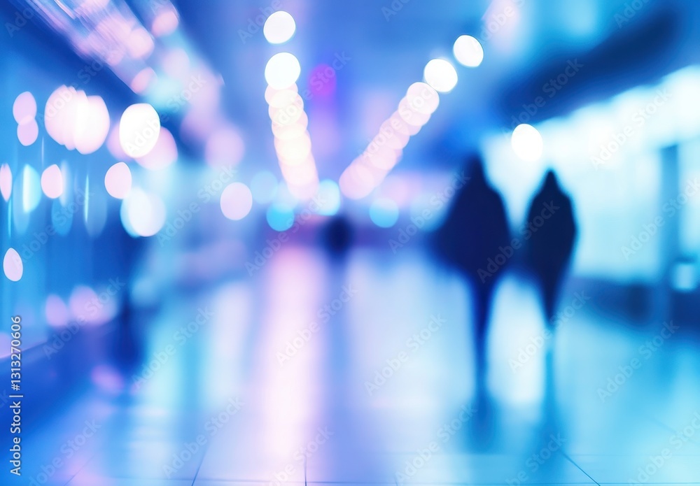Poster abstract background with blurry figures and soft bokeh lights in a modern urban environment perfect 