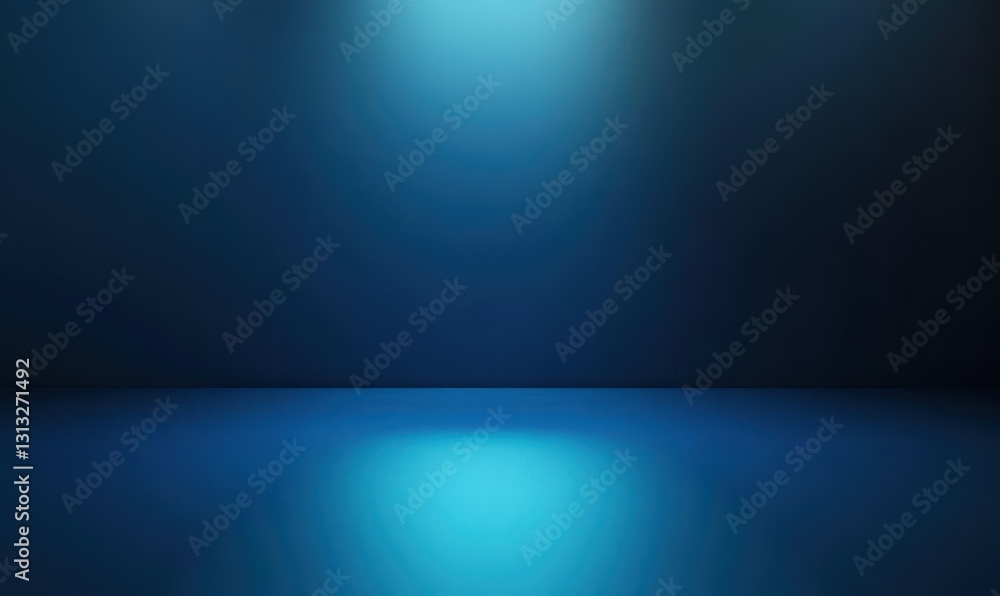 Poster abstract background with soft blue gradient light highlighting an empty space suitable for product d