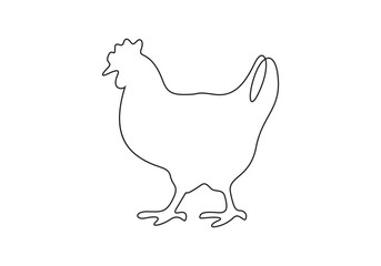 Continuous single line drawing of pet animal chicken concept vector illustration