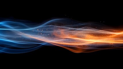 Obraz premium Abstract flowing light trails in shades of blue and orange