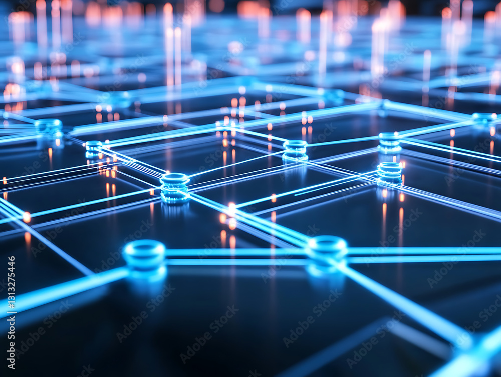 Aufkleber innovative data transmission setup digital grid technology visualization futuristic environment aeri