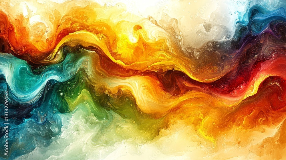 Poster chromatic river abstract dynamic fluid colorful modern painting artistic background design for creat
