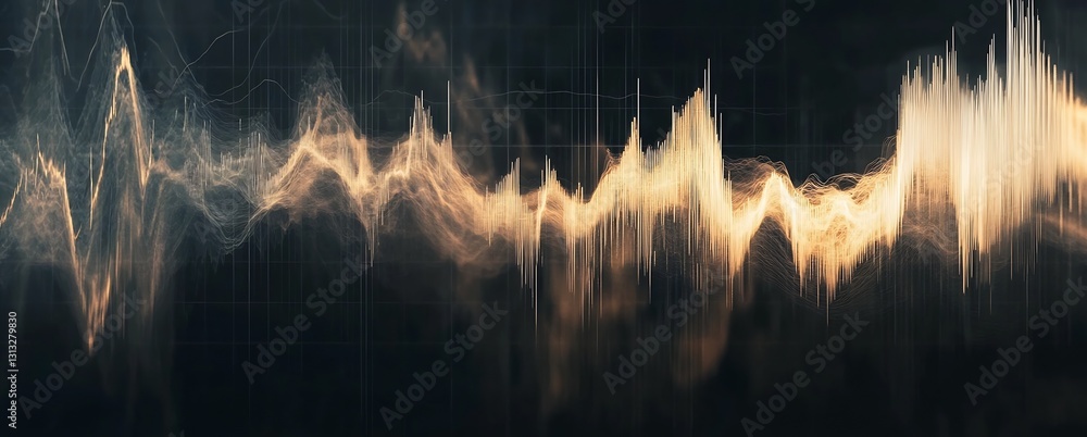 Poster Creative soundwave abstract with dynamic lines and patterns reflecting audio energy and rhythm : Generative AI