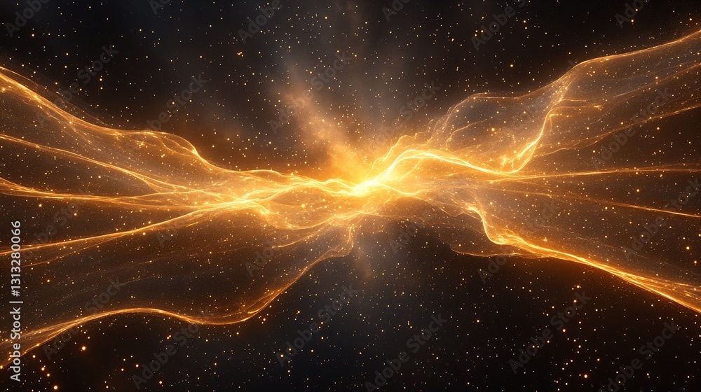 Fototapete stunning cosmic explosion with golden energy swirling in the universe creating a magical atmosphere 