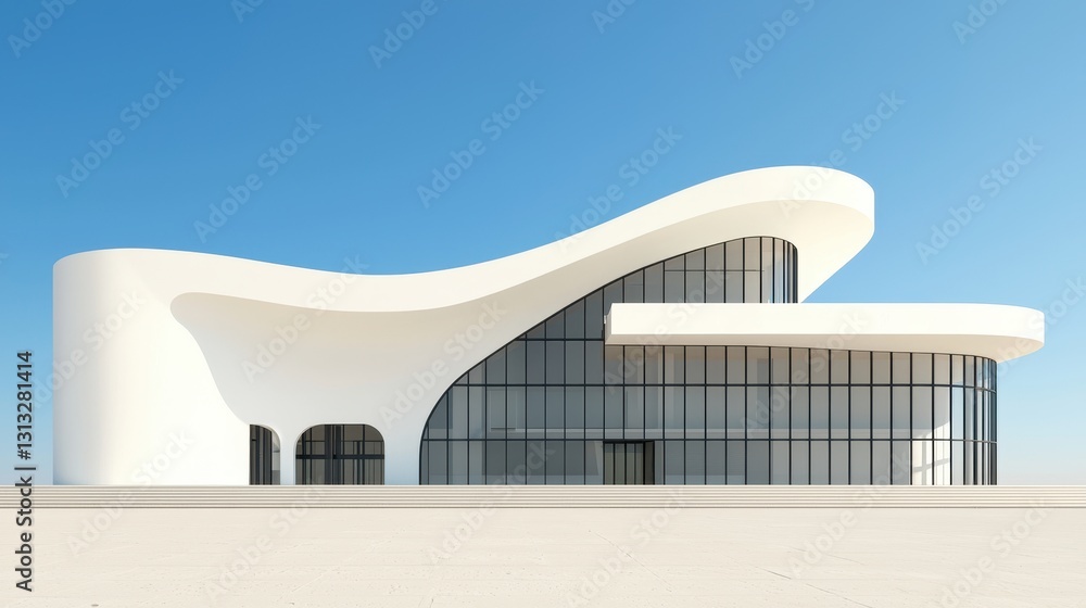 Poster architectural 3d renderings architecture realism concept. a modern architectural building featuring 