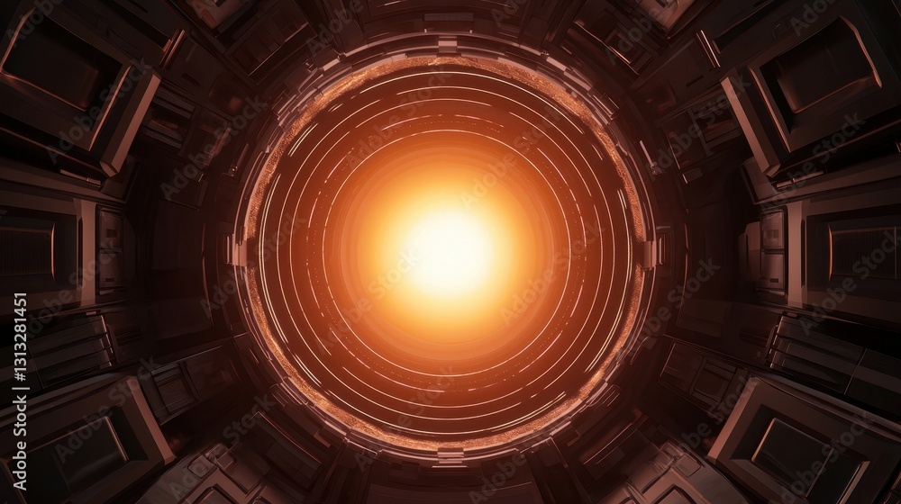 Poster architectural 3d renderings architecture realism concept. a mesmerizing view of a glowing, circular 