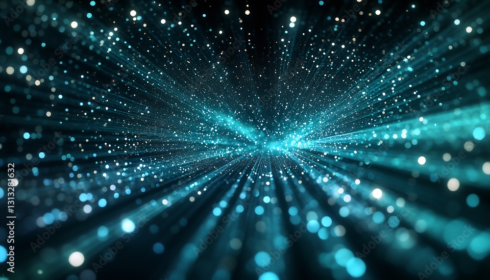 Aufkleber Spectacular visual of vibrant particles streaming in a cosmic space of colors and light : Generative AI