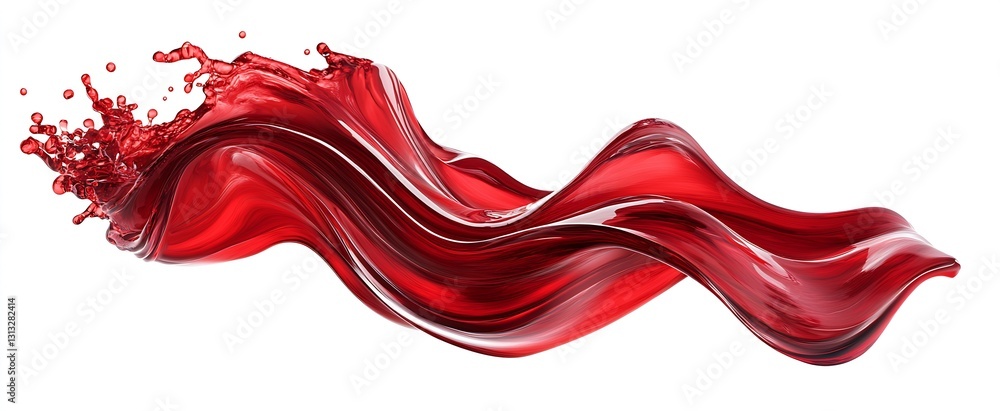 Poster Dynamic Flow of Red Liquid with Splashing Drops Captured in Stunning Detail : Generative AI
