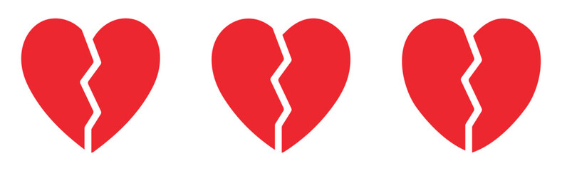 Broken Heart. black  broken heart vector icons set. Broken Heart symbol. heartbreak icon. heart, icon, symbol.