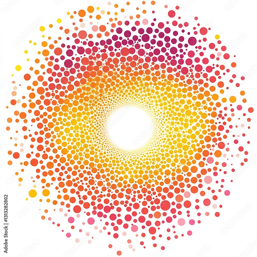 Fototapete An artistic and vibrant circular pattern filled with colorful dots creating a dynamic visual effect : Generative AI