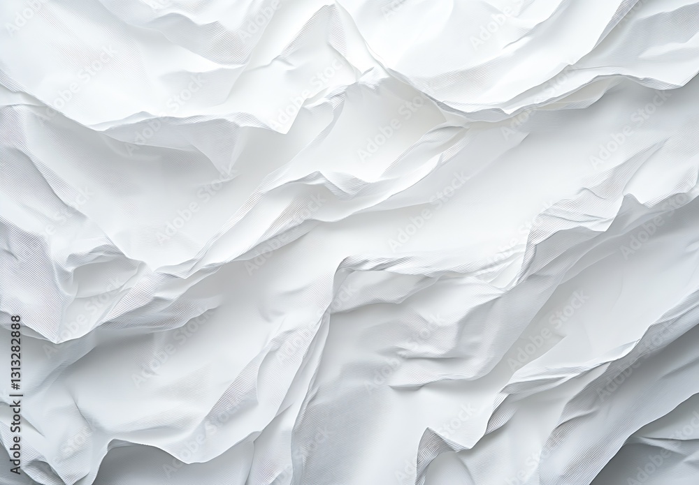 Fototapete Crumpled white paper background with intricate folds and smooth texture for creative design projects : Generative AI