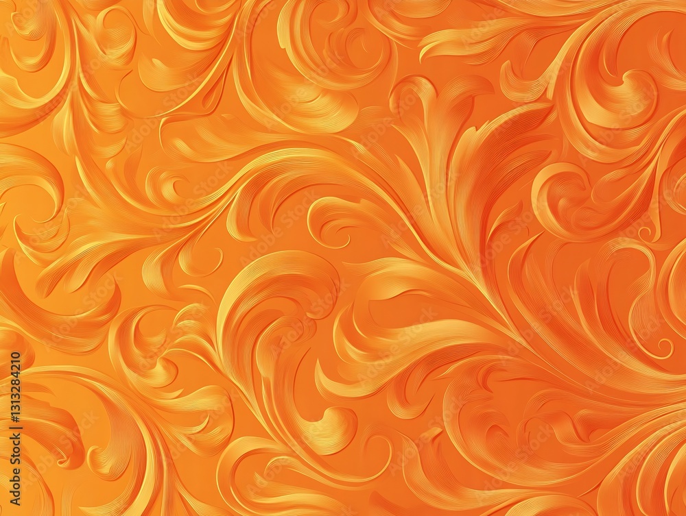 Leinwandbilder elegant orange swirling pattern design with graceful curves and smooth texture for background decora