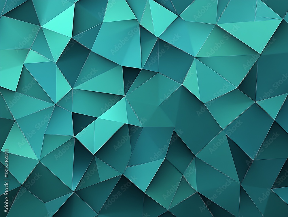 Poster Abstract turquoise geometric pattern with sharp triangular shapes creating a modern artistic background : Generative AI
