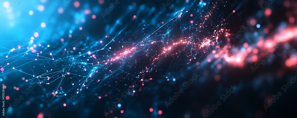 Leinwandbilder intricate network of colorful glowing particles and lines creating a beautiful abstract digital art 