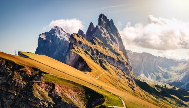 the top of mount seceda a landmark of the dolomites