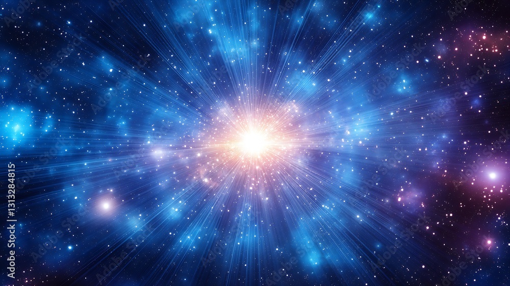 Poster stunning cosmic burst of light and colorful stars representing the beauty of the universe in a capti