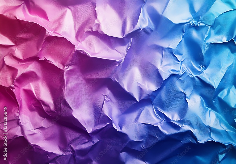 Poster Textured abstract background featuring crumpled paper in beautiful shades of blue and pink creating a soft aesthetic : Generative AI