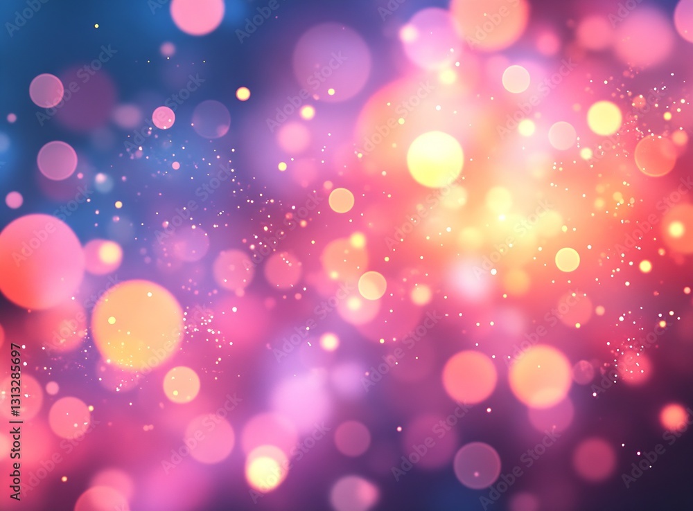 Poster Vibrant abstract background featuring colorful bokeh lights in a soft dreamy atmosphere : Generative AI