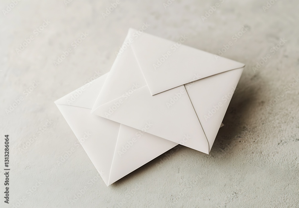 Aufkleber Two elegant white envelopes on a textured surface ideal for invitations and personal letters : Generative AI