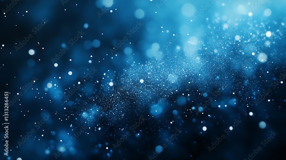 Poster Vibrant glimmering blue particles creating a magical serene background with depth and illumination : Generative AI
