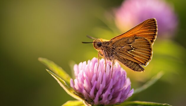 beautiful skipper butterfly on flower in florida nature closeup