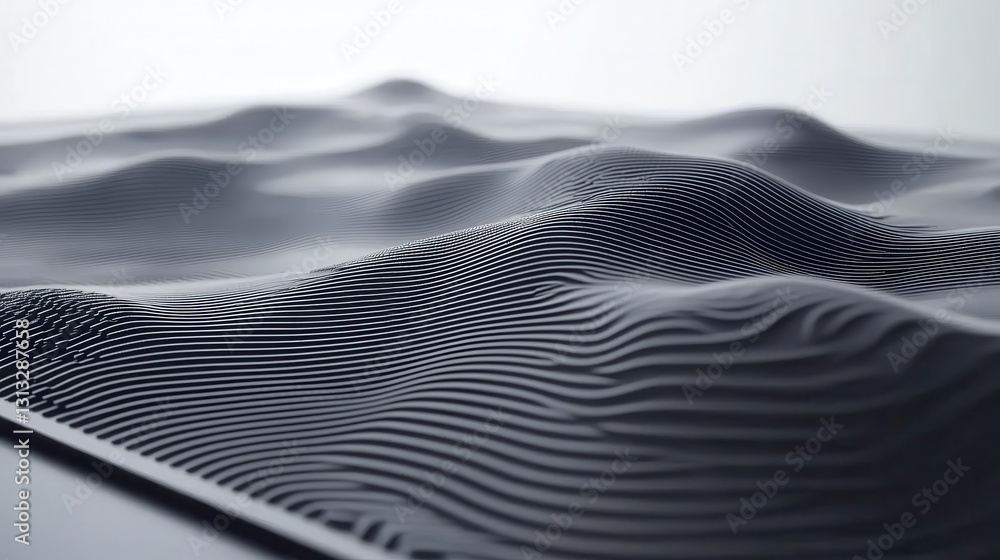 Poster abstract representation of rolling hills with wavy lines texture