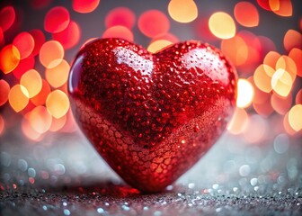 Obraz premium Macro Close-up of a Red Heart Shape, Valentine's Day, Love Symbol, Romantic Detail