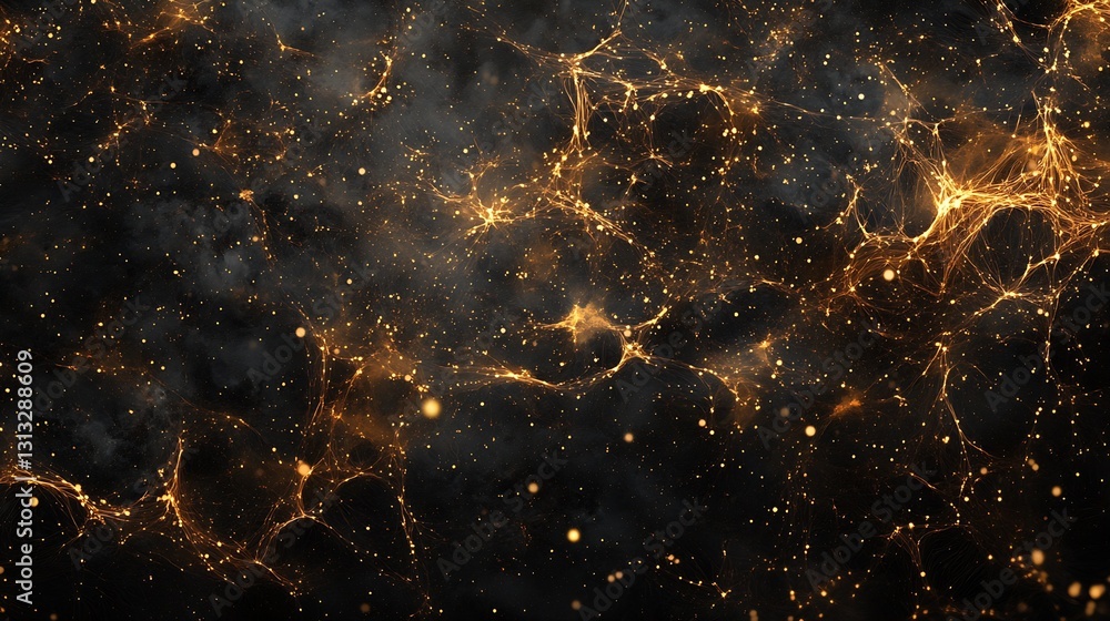 Poster abstract cosmic background of illuminated particles and golden energy connections in space : generat