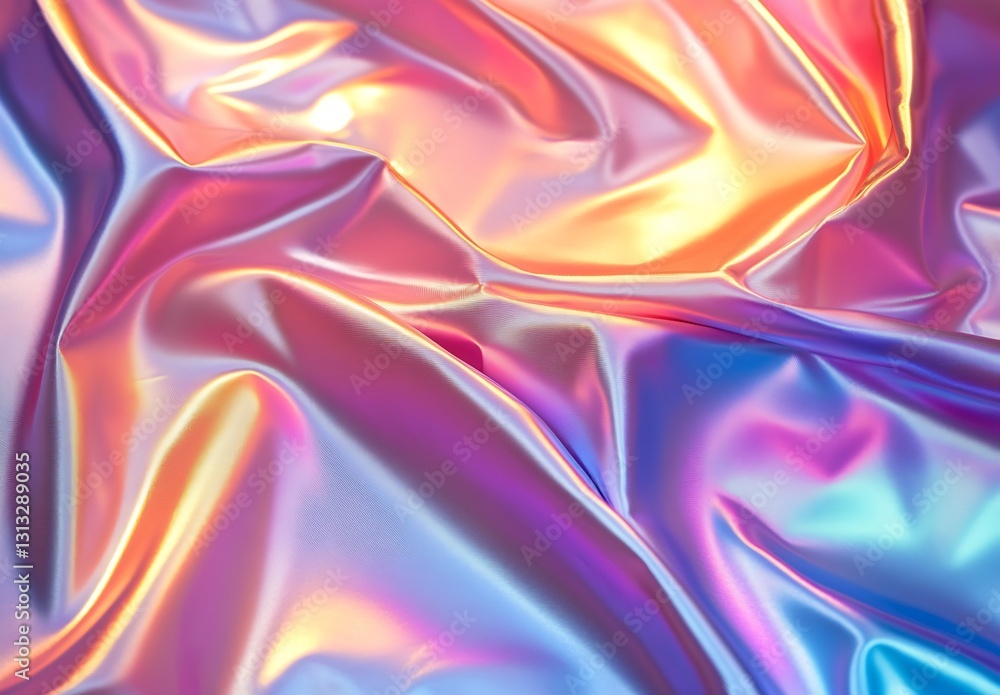 Poster Elegant silky fabric with vibrant hues creates a smooth and flowing background for creativity : Generative AI
