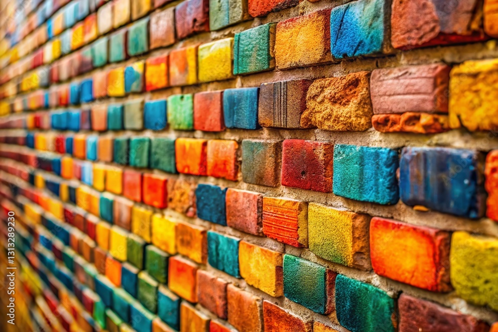 Poster macro close-up of patchwork brick texture for website header design