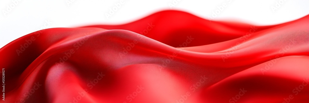 Poster Elegant flowing red fabric creating a smooth and luxurious visual texture for creative backgrounds : Generative AI