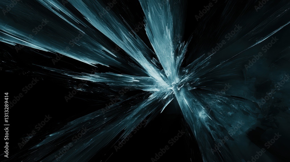Poster abstract blue light rays breaking through dark background