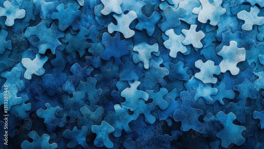Poster abstract blue puzzle pieces background for creative projects and design concepts featuring various s