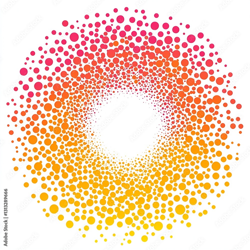 Poster colorful vibrant abstract background with circular patterns in shades of pink and yellow radiating o