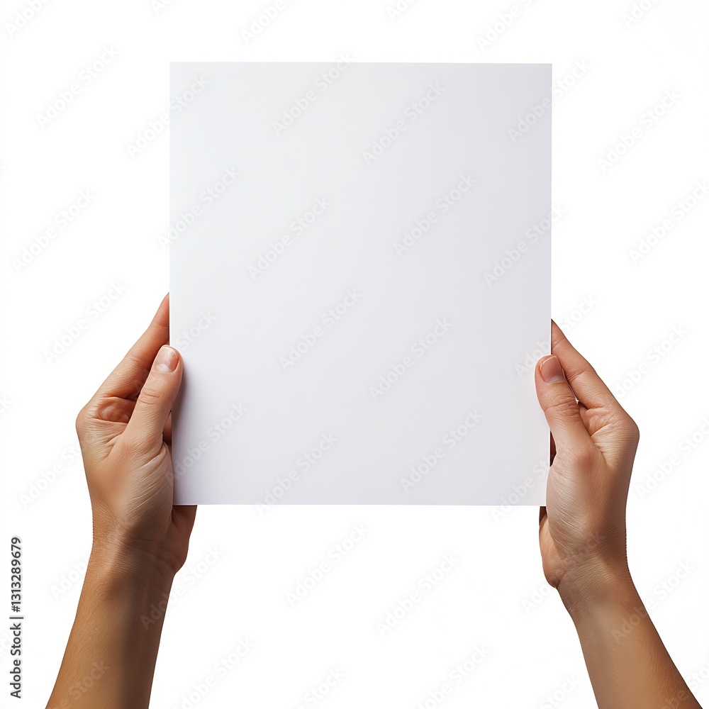 Poster hands grasping a plain sheet of white paper highlighting artistic potential and creative freedom : g