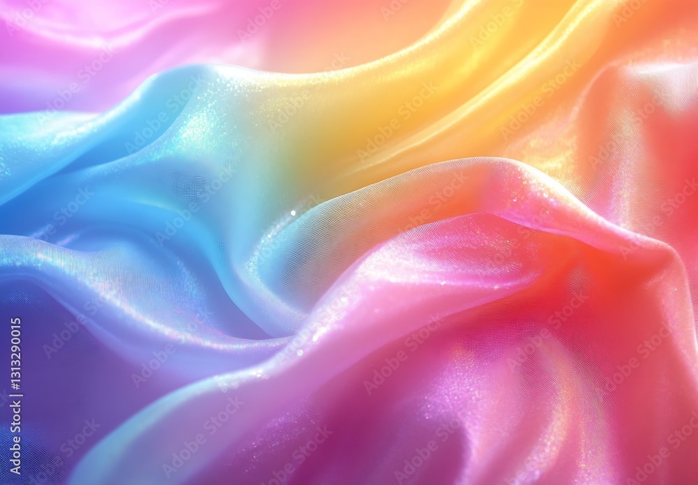Aufkleber Radiant silky textiles with bright hues blending harmoniously to create an enchanting visual delight : Generative AI