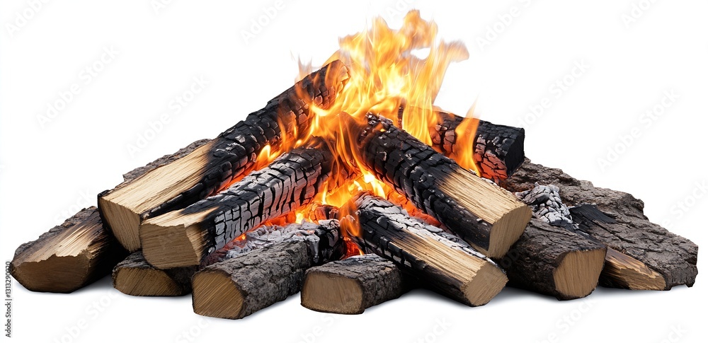 Poster stack of logs with flames blazing creating a warm inviting atmosphere for outdoor gatherings : gener