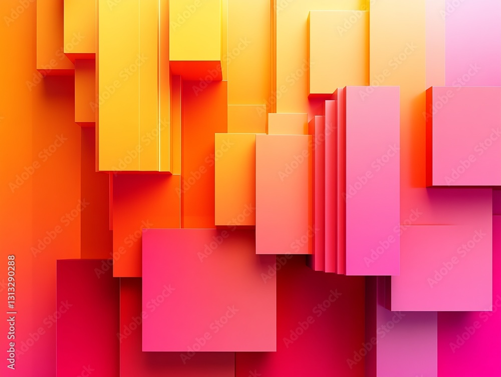 Aufkleber stunning abstract 3d block structures in vibrant hues of pink and orange highlighting modern design 