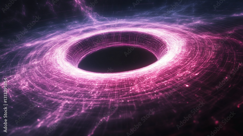 Aufkleber imposing pink swirling disk design symbolizing black holes in a cosmic vibrant scene : generative ai