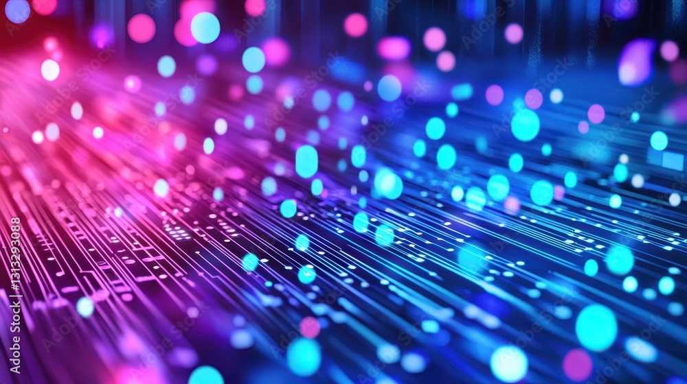 Poster abstract digital background with glowing particles and lines