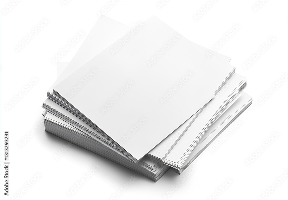 Aufkleber Stack of pristine white sheets of paper arranged neatly for various creative and professional uses in design and printing : Generative AI