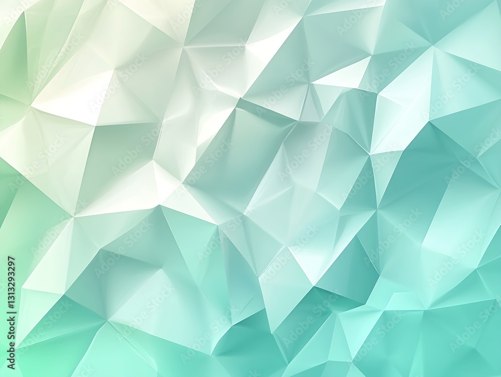 Poster Abstract polygonal pattern in soothing light turquoise and aqua hues for modern digital backgrounds : Generative AI