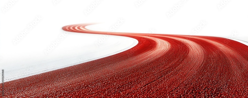 Poster Winding road painted in dynamic red and white on a minimalist background showcasing speed and movement : Generative AI