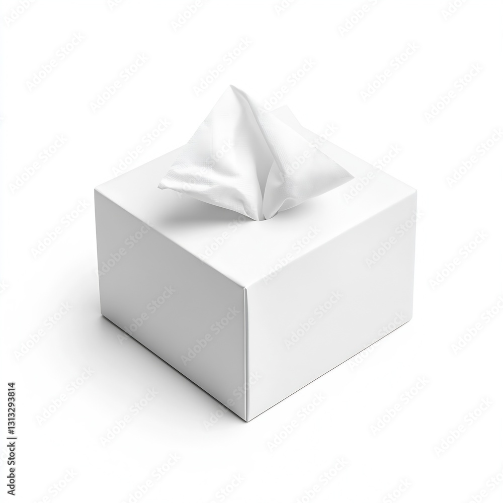 Poster stylish white tissue box with tissues fluffing up from the top for modern home decor : generative ai