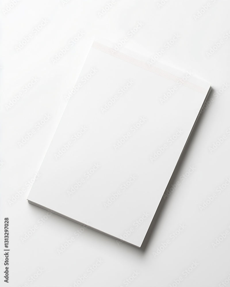Poster Blank white sheet of paper lying on its side on a clean surface ready for notes or artwork : Generative AI