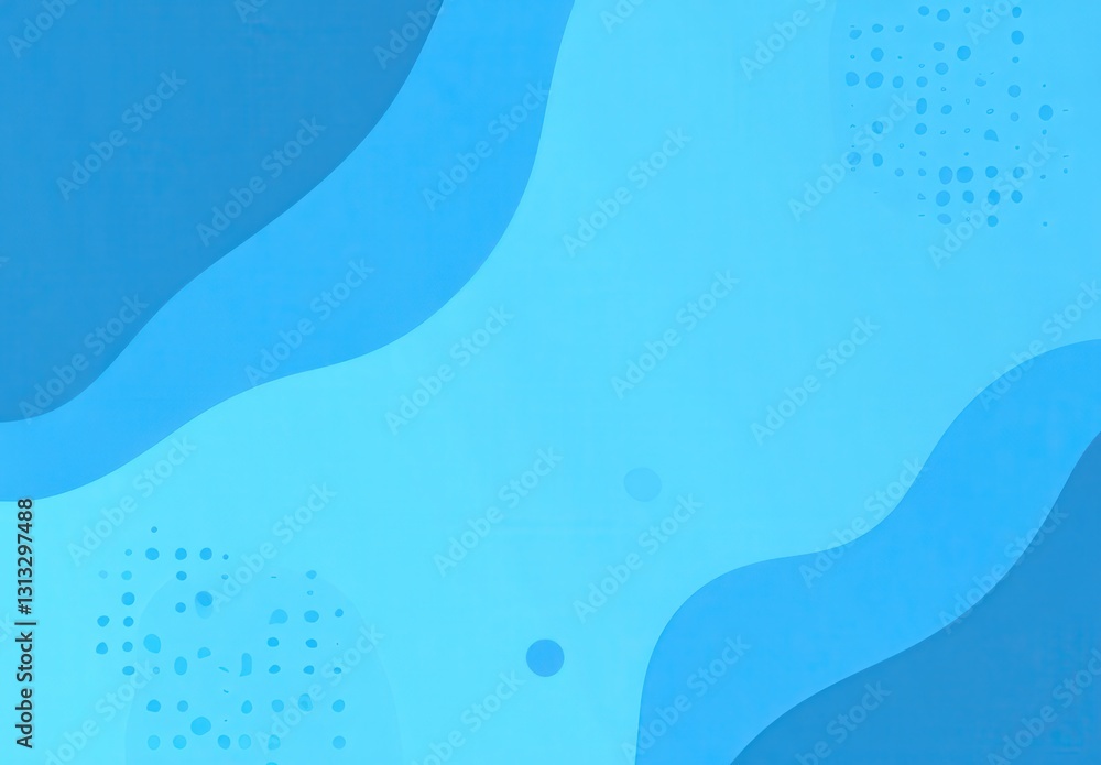 Poster abstract blue waves background with smooth curves, dotted patterns, and soft gradients for creative 